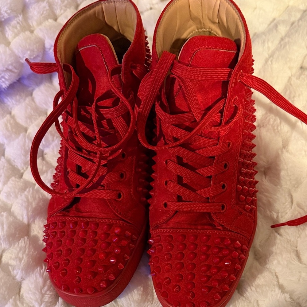 Christian Louboutin Red Spiked Sneakers